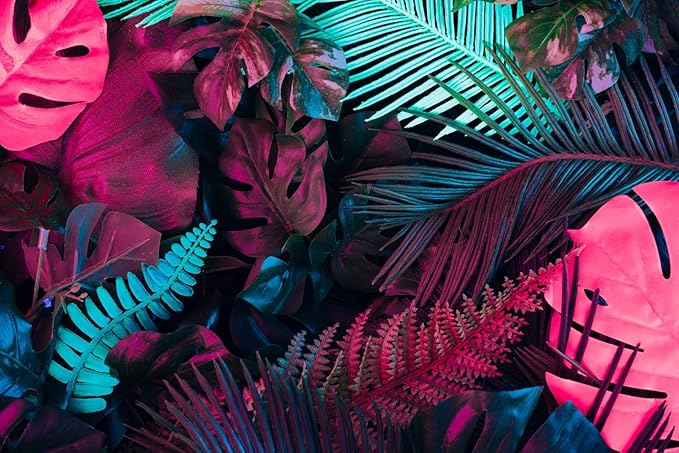 Tropical Plant Rose Red Banana Leaf Fabric Wallpaper Mural for Bedroom Living Room Basement(Not Self-Adhesive)