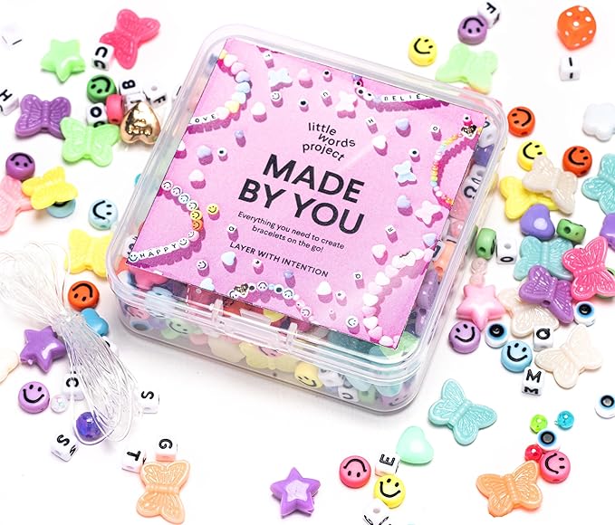 Little Words Project Bead Kit, DIY Bracelet Making Kit, Includes Colorful and Novelty Beads, Letter Blocks, String, Instruction Booklet & More, Fun & Creative Gift for All Ages Create Custom Bracelets