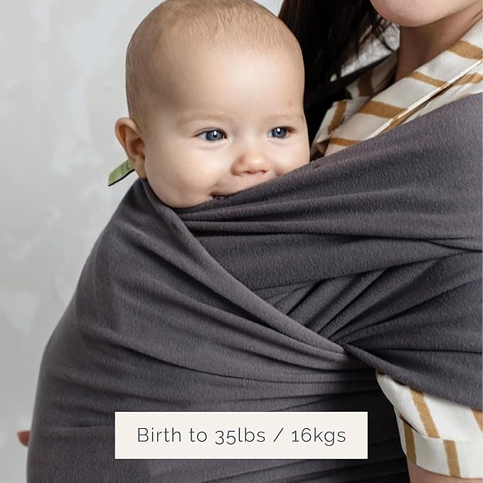 Boba Baby Wrap Carrier – Original Baby Sling Carrier for Newborns (7–35 lbs), Soft, Secure, Hands-Free & Ergonomic, Ideal for Comfortable Bonding, New Parents (Organic Dark Grey)