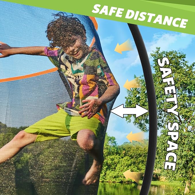 14FT 12FT 10FT 16FT Trampoline with Safety Enclosure, Anti-Rust Coating – ASTM Certified, Heavy-Duty Outdoor Trampoline with Ladder – for Kids & Adults