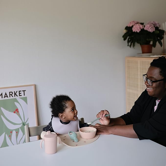 mushie Silicone Baby Bib | Adjustable Fit Waterproof Bibs (Pale Mauve)