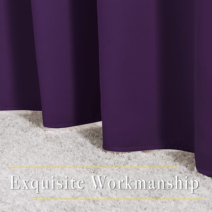 NICETOWN Room Darkening Curtains for Room Divider, Grommet Thermal Curtains Light & Sound Reducing Window Treatments for Sliding Glass Door, W66 x L110, Royal Purple, 2 Panels