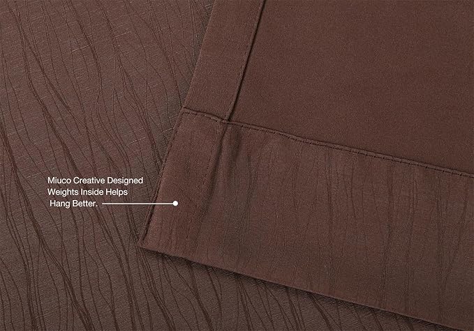 MIUCO Room Darkening Textured Grommet Window Blackout Curtains 2 Panels for Bedroom 52x95 Inch Chocolate
