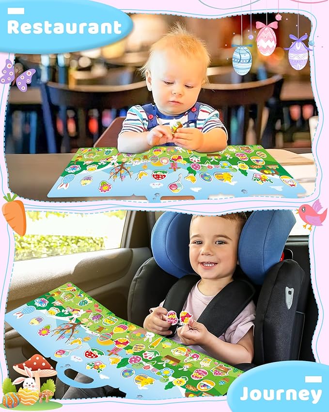 Benresive Reusable Sticker Books for Kids 2-4, Sticker Books for Toddlers 1-3 2-4, Toddler Travel Toys Activities Crafts Gifts - Easter