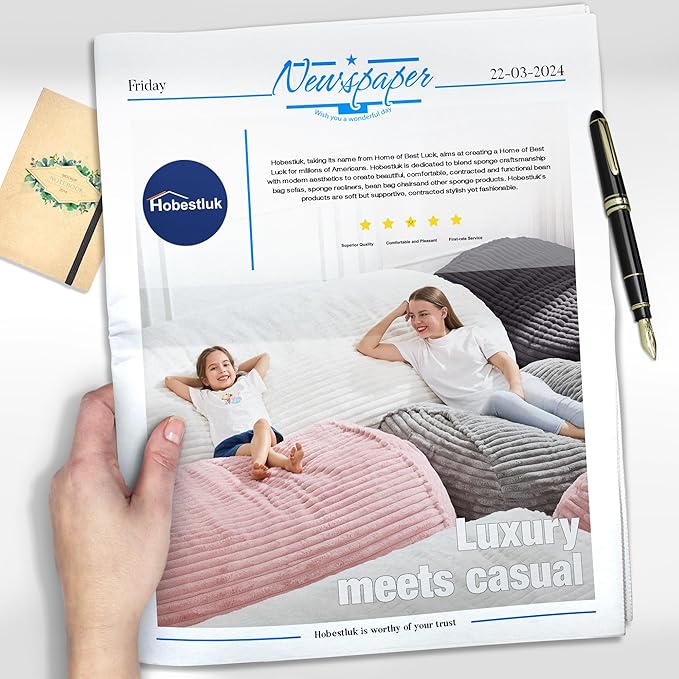 Hobestluk 4FT Bean Bag Chairs Adult Bean Bag with Portable Handle Comfy Large Bean Bag Chair with Removable Cover for Living Room Bedroom or Reading Nook (Stripe Grey, 4FT)