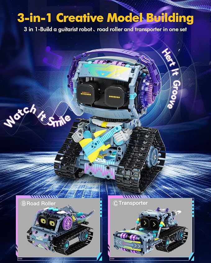 3 in 1 STEM Robotics Toy Building Blocks Set, Programmable APP Remote Control Robot/Car Robot Coding Kit, STEM Project Education Birthday Gift for Boys and Girls Ages 8-12 (433 Pieces)