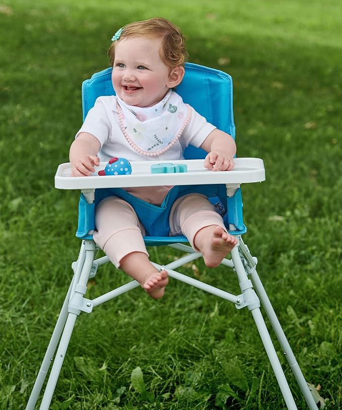 Regalo My High Chair Portable Travel Fold & Go Highchair, Indoor and Outdoor, Bonus Kit, Includes Tray with Cup Holder, Aqua/Turquoise