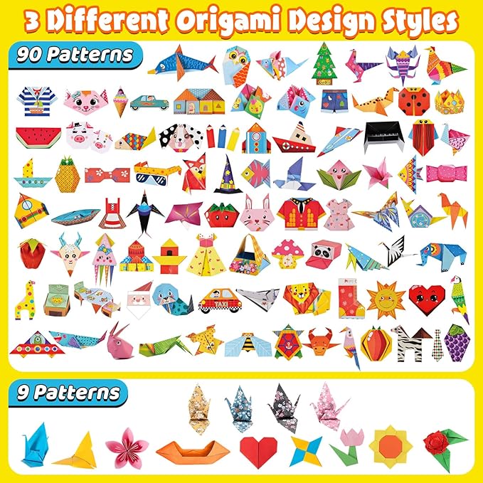 Origami Kit for Kids Ages 5-8 8-12, 260 Sheets Origami Paper with 99 Patterns and Guiding Book, Funtopia DIY Craft Art Projects Supplies for Boys Girls, Travel School Vacation Activities Toy