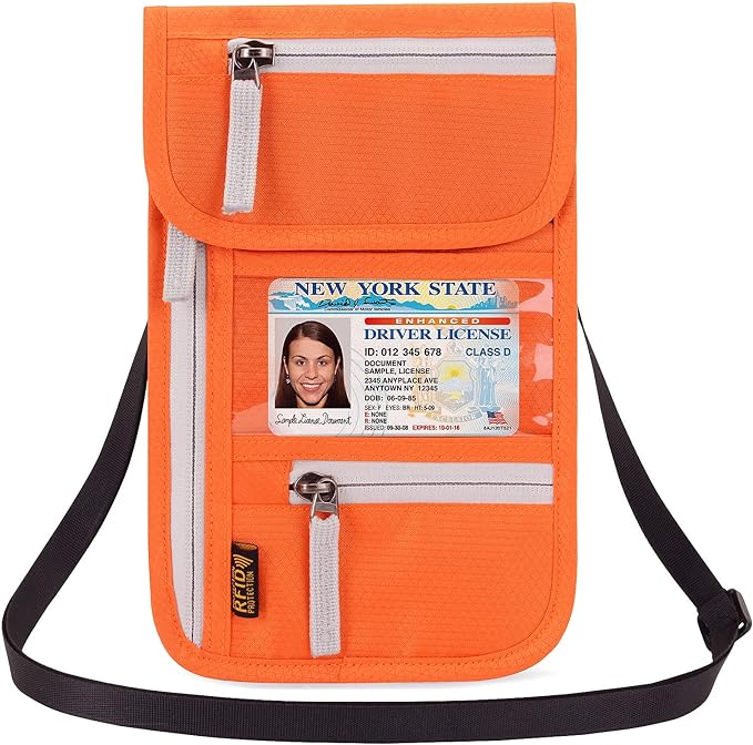 Neck Wallet Lightweight RFID Blocking Waterproof Travel Pouch for Women Men