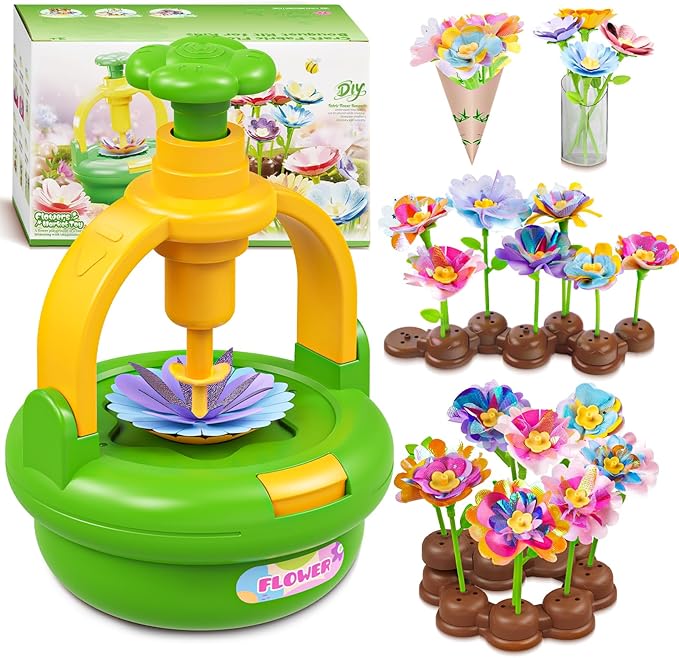 Plunack Flower Bouquets Toys for Kids Age 4-8, Flower Press Kit DIY Flowers Making Craft Kit for 4 5 6 7 Year Old Girls Arts & Crafts Toys Educational Handmade Activity Set, Birthday Gift for Girls 3+