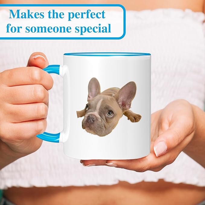 Personalized Mother's Day Coffee Mug, Custom Mum Photo Text 11 Oz Ceramic Mug, Customized Mom Gift Idea Picture Name Cup, Taza Cafe Personalizadas Fotos, Cute Gifts Mom Women Dad Men, Light Blue
