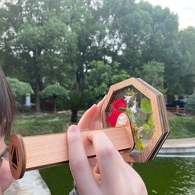 2PCS Natural DIY Kaleidoscope Kit, New Wooden Magic Rotating Kaleidoscope Making Set for Nature Lovers, Best Gift, Outdoor Classic Handmade Education Toys