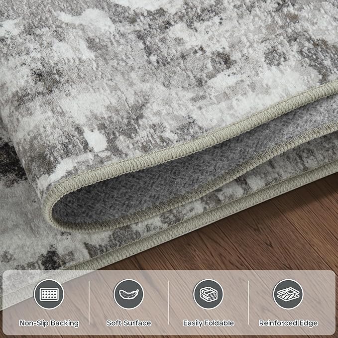 10x14 Area Rugs Large Living Room Rug Washable: Modern Abstract Rug Indoor Modern Carpet Non Slip for Dining Room Bedroom Nursery Home Office Black Gold