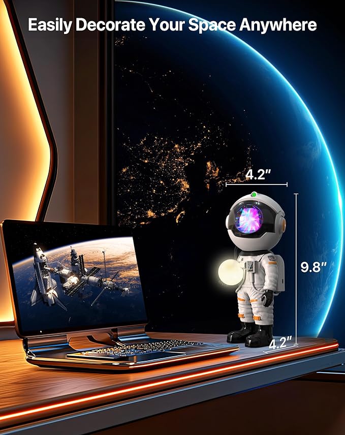 Rossetta Astronaut Galaxy Projector, Star Projector for Bedroom Bluetooth Speaker White Noise Night Light, Galaxy Light Projector with Remote Control and Timer for Kids, Adult, Party, Gifts