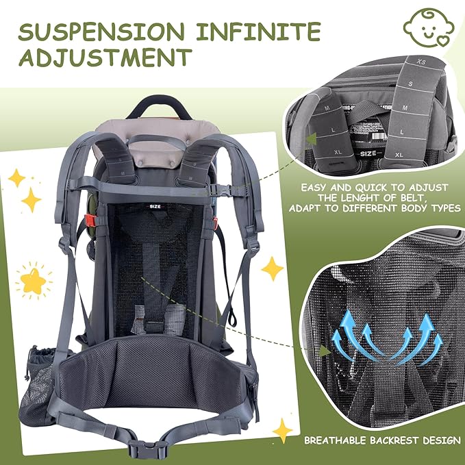 WIPHA Baby Backpack Carrier, Comfort Toddler Carrier Hiking Backpack with Canopy, Adjustable Lightweight Child Carrier