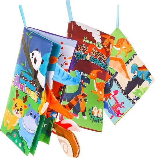 3 Pcs, Baby Books 0-6 Months, Crinkle Books for Babies, Touch and Feel Books for Infants, Infant Tummy Time Toys 0 6 9 Months, Sensory Toys for Babies, Baby Books