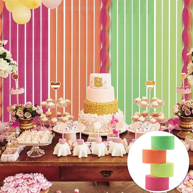 400Feet Glow in The Dark Party Supplies Streamers Glow Crepe Paper Streamer UV Blacklight Fluorescent Neon Paper Streamers for Glow Party Supplies and Decorations Wedding Birthday Party Decorations