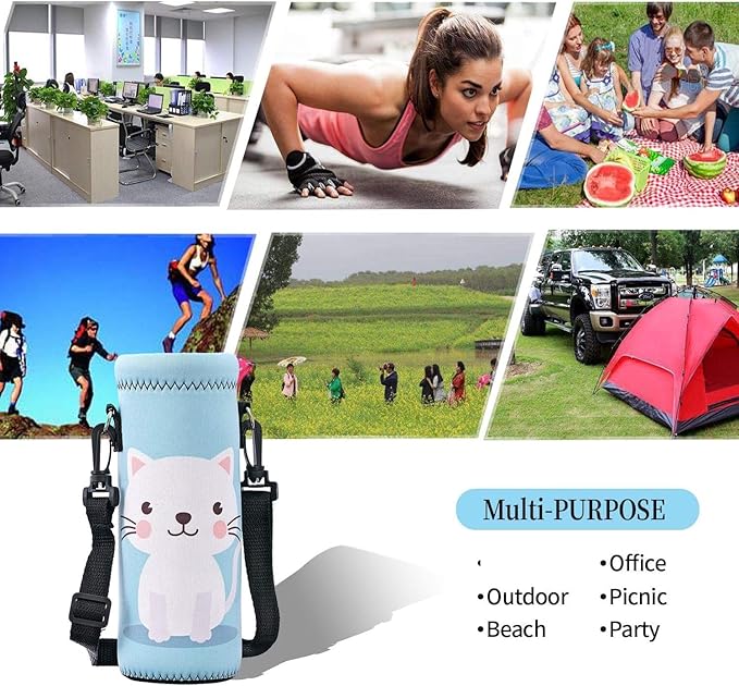 AUPET Water Bottle Bag Carrier,24oz/32oz Insulated Neoprene bottle Sling Holder Case Pouch Cover for 1000ML/750ML Bottles with Shoulder Strap for walking