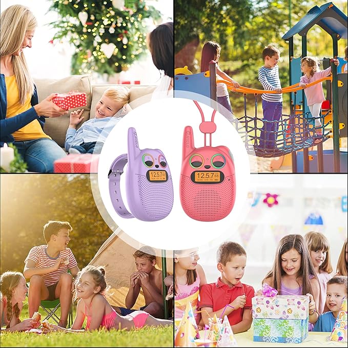 Walkie Talkies for Kids Rechargeable, Christmas Birthday Gifts for Girls Age 3-9,Easy to Use Kids Walkie Talkies,Spy Games Toys for 3 4 5 6 7 8 9 10 12 Year Old Girl with USB Chargeable Battery 2 Pack