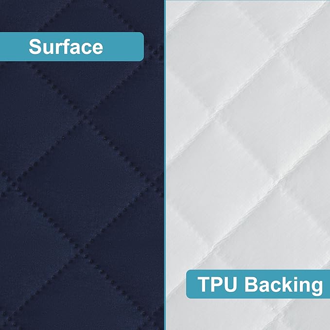 NTBAY 2 Pack Waterproof Crib Mattress Protector, Quilted 28"x52" Toddler Fitted Sheet - Machine Washable - Soft and Breathable Mattress Pad Cover for Crib, Nursery, Daycare, Cot, Navy Blue