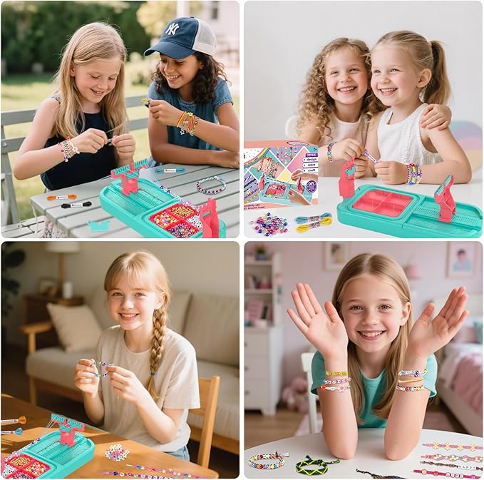 Arts and Crafts for Kids Ages 8-12,Friendship Bracelet Making Kit for Girl,DIY Arts and Crafts Maker for Kids,Jewelry Making Kit Christmas Gifts for Ages 6 7 8 9 10 11 12 Year Old (Blue/Pink)