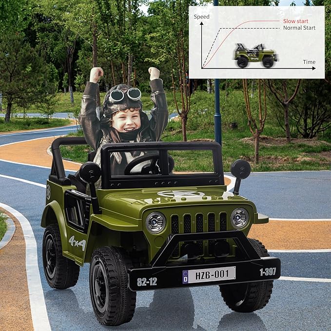 Ride on Truck Car, 12V Electric Ride on Car with Remote Control, MP3, LED Lights, Suspension System, Double Doors, Safety Belt, Ride-on Toy for Kids Aged 3-8 Years
