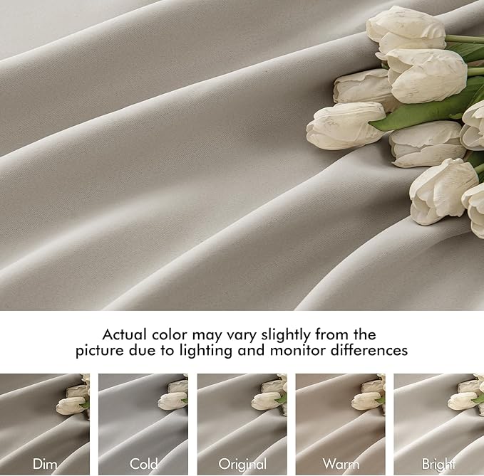 MIULEE Natural Back Tab Blackout Curtains 108 Inch Long 2 Panels Set for Bedroom, Rod Pocket/Pinch Pleat Extra Long Thermal Insulated Living Room Darkening Pleated Light Blocking Drapes