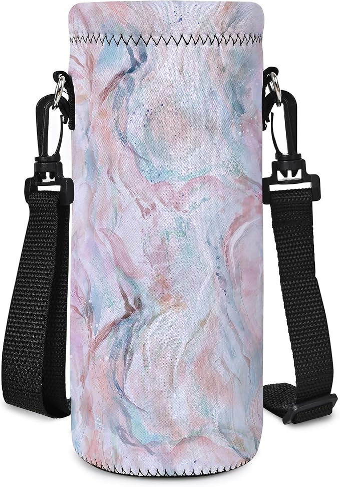 RICHEN Neoprene Water Bottle Carrier Bag with Adjustable Shoulder Strap,Insulated Water Bottle Cover for Stainless Steel/Glass/Plastic Bottles