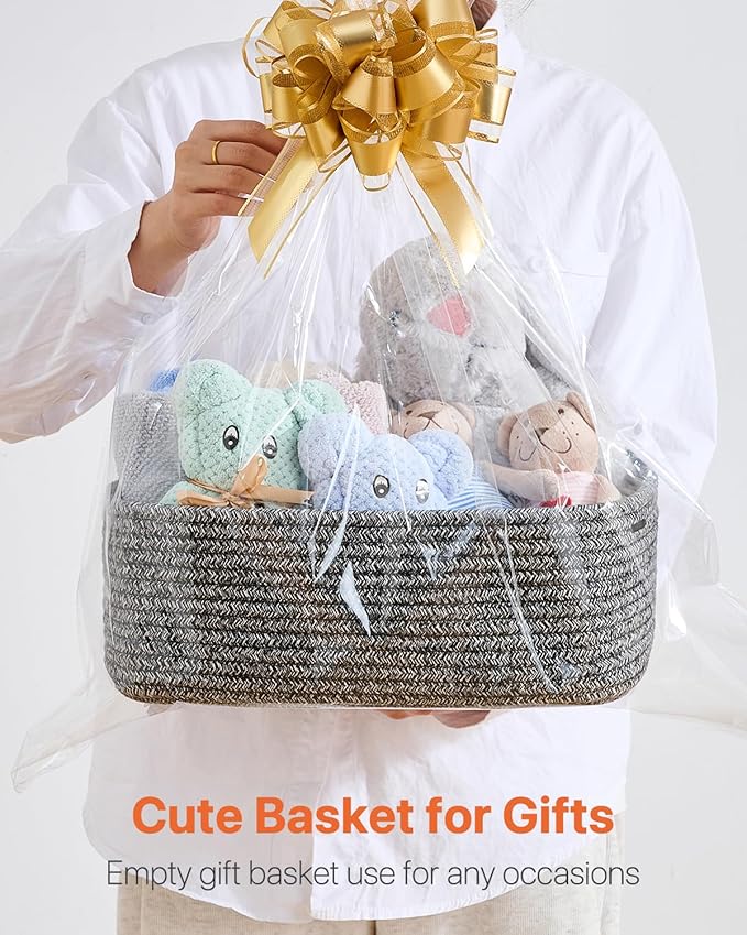 KALLAX Small Woven Basket, 13.5 x 9.5 x 5 Inches, Storage Basket for Organizing, Cute Small Rope Shelf Closet Cube Storage Bins Baskets for Shelves, Dog Toy Gift Baskets Empty, 3 Pack Mixed Black