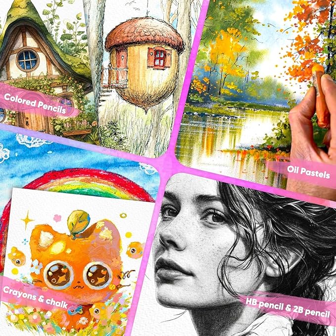 Mixed Media Paper 9" x 12", 40 Sheets (98lb/160gsm) Multipurpose Heavyweight Loose Drawing Art Paper for Sketching, Sketch Book, Gouache, Painting, Sketchbook, Drawing Pad Book, School