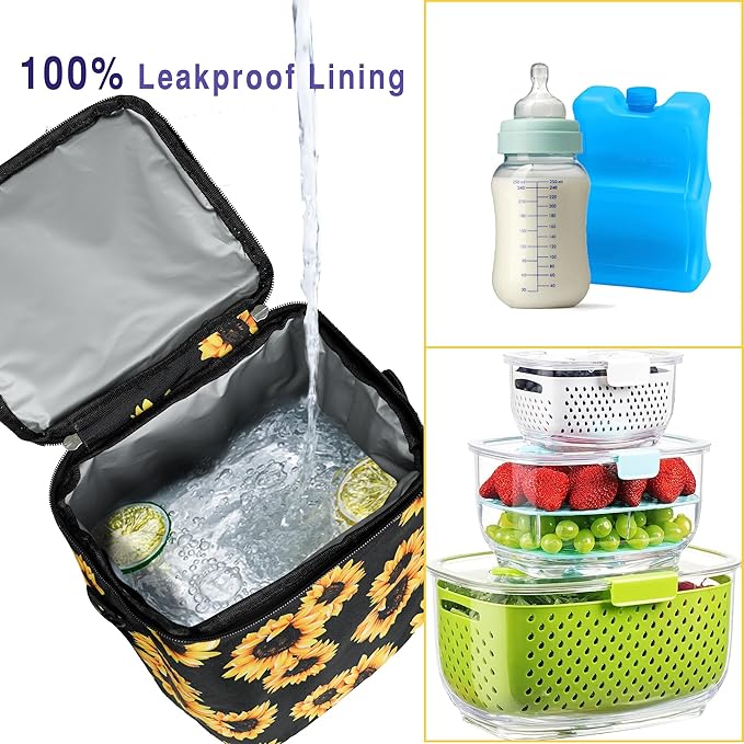 Breastmilk Cooler Bag with Ice Pack Fits 4 Baby Bottles Up to 9 Ounce Insulated Baby Bottle Bag Breast Milk Cooler on The Go with Strap Baby Bottle Cooler Bag for Nursing Mom Daycare or Travel