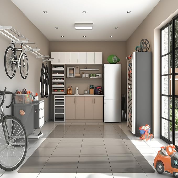 Floor Mat for Outdoor Indoor, 8'×10' Large Translucent Black Plastic Area Rug for Dining Room, Durable Non-Slip Hard Floor Living Room Rug, Waterproof Floor Protector for Garage, High Traffic Areas