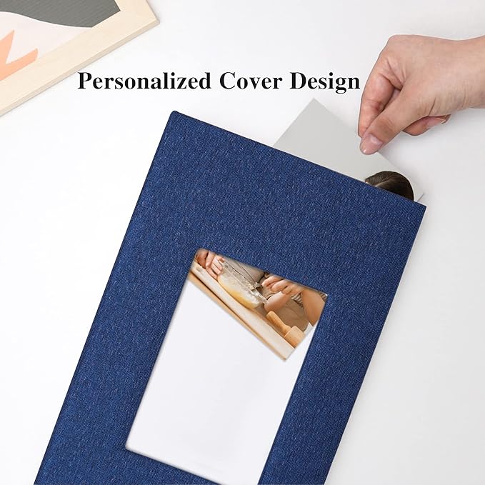 Vienrose Linen Photo Album 300 Pockets for 4x6 Photos Fabric Cover Photo Books Slip-in Picture Albums Wedding Baby Blue
