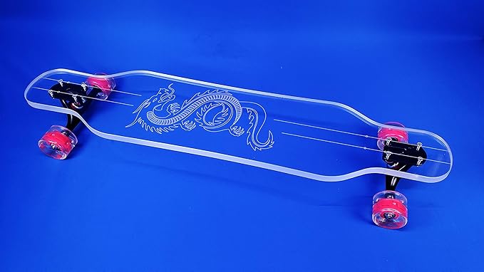 Clear Longboard Skateboard - Transparent Acrylic Long Boards with Light-Up LED Wheels for Smooth Rides - Ride The Streets in Style with Longboard Built for Beginners & Pros Alike