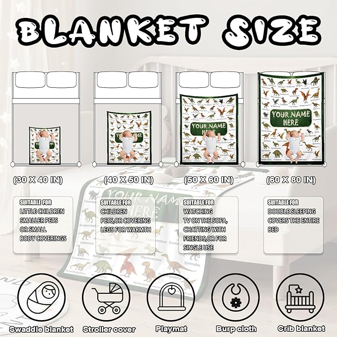 Ship Next Day, Personalized Baby Blanket – Printed in USA, Custom Baby Blanket for Boys & Girls, Baby Blanket with Name, Baby Shower, Easter, Christmas, Birthday Newborn & Toddler Gifts, Baby Gifts