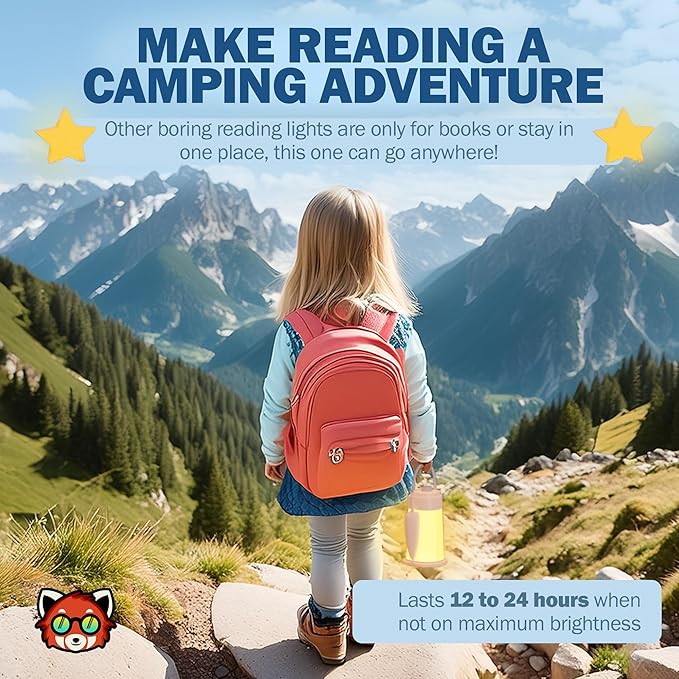 Kids Lantern Book Night Light Lamp for Camping Gear, Kids Reading Light, Toddler Camping NightLight, LED Study Desk Lamp for Students, USB Rechargeable 6-12 Hour Battery for Emergencies Power Outages