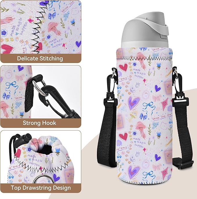 AUPET Water Bottle Bag Carrier,24oz/32oz Insulated Neoprene bottle Sling Holder Case Pouch Cover for 1000ML/750ML Bottles with Shoulder Strap for walking