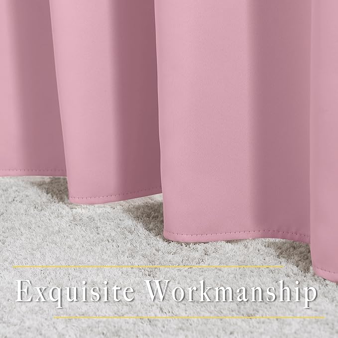 NICETOWN Long Crystal Pink Curtains for Patio - (52 inches Wide x 108 inches Long, 2 Panels) Home Decoration Grommet Top Drapes, Crystal Pink Bedroom Panels