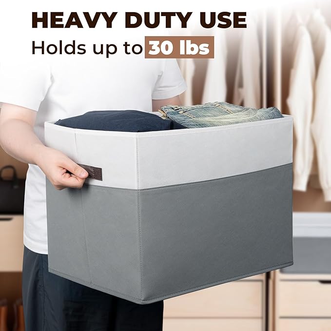 Criusia 6 Pack Clothes Bins for Organization - 16x12 Extra Large Storage Baskets for Shelves Closet Bedroom - Toy Storage Organizer Bins Boxes Cubes for Nursery - RV Apartment Essentials