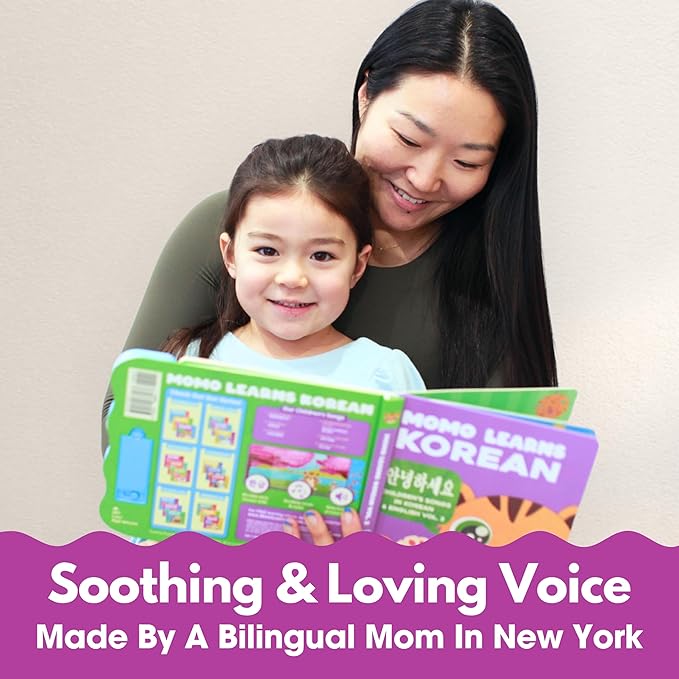 New! Learn Korean for Kids, Momo Learns Korean Vol. 3, Bilingual Korean Baby Book for Kids, Babies & Toddlers 1-3, Kids Board Book w/ Hangul, First Words & Songs, Language Toy for Preschoolers 0-3