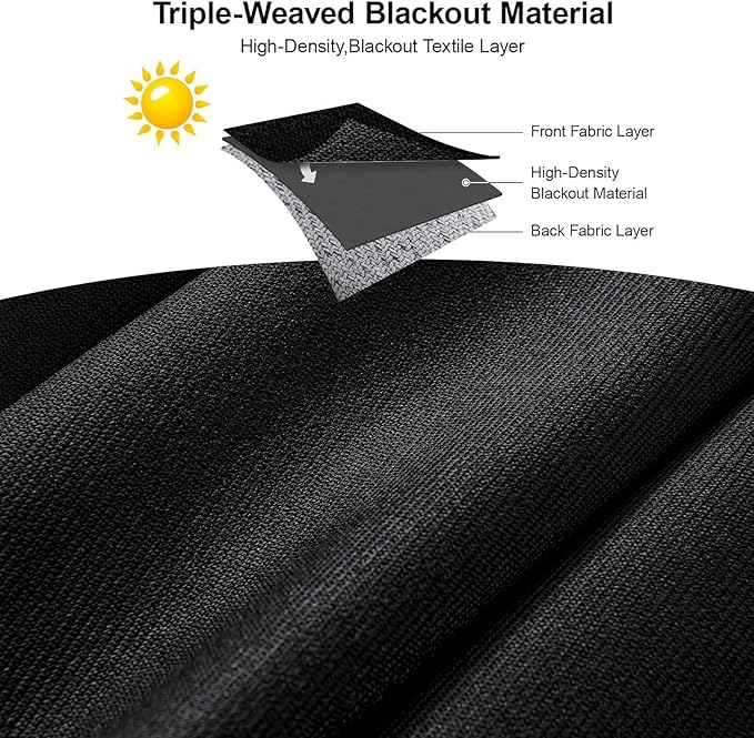 Joydeco Faux Linen Blackout Curtains for Bedroom,Black Blackout Curtains 72 inches Long,100% Blackout Solid Thermal Insulated Window Drapes Luxury Decor for Living Room（W52xL72 Inch,Black）