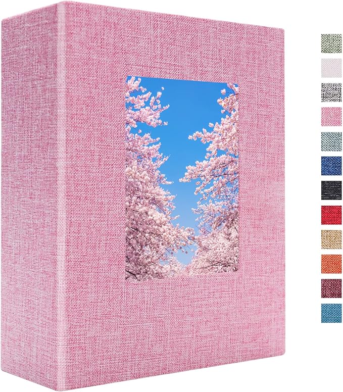 Vienrose Photo Album 4x6 100 Pages Photos Linen Cover Picture Book with Front Window for Baby Wedding Children