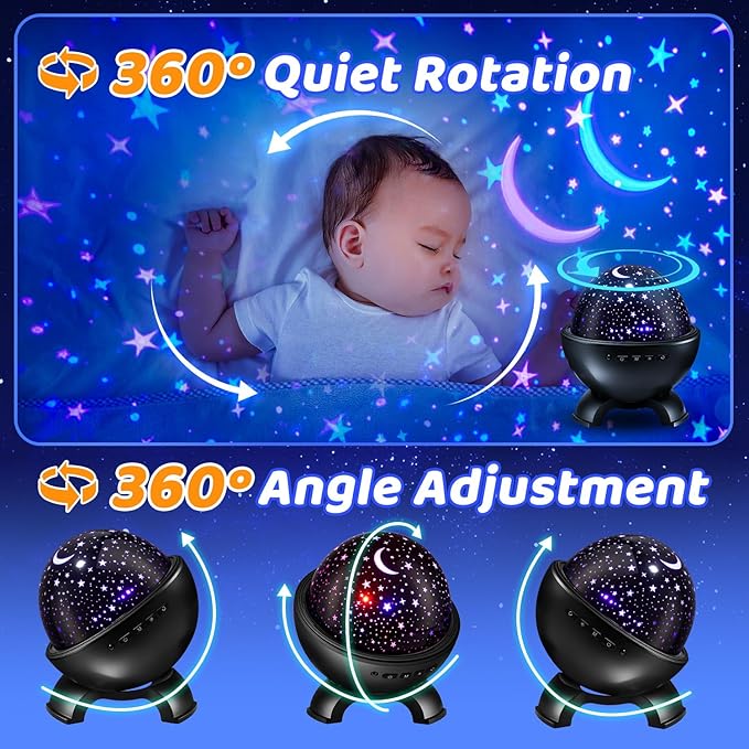 One Fire Kids Night Light Projector,15 White Noise+15 Color+Bluetooth Baby Light Projector Night Light for Kids,Remote+Dimmable Projector Night Light,Star Night Light Projector for Kids Room