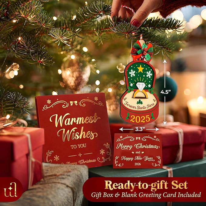 First Engagement Ornament 2025 - Just Engaged Ornament 2025 Engagement Gift for Newly Engaged Couples Fiance, Cool Bride to Be Gifts for Her, Unique Christmas Ornaments for Xmas Tree Decor