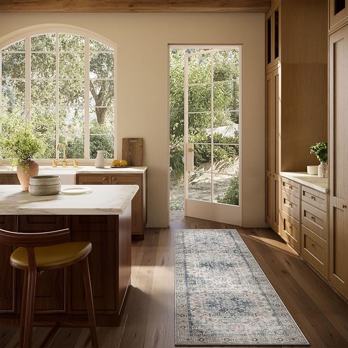 Machine Washable Kitchen Runner Rugs: 2'x6' Hallway Runner Rug Non Slip Low Pile Stain Resistant Soft Carpet Runners for Hallways Indoor Entryway Kitchen Laundry Room Beside Farmhouse