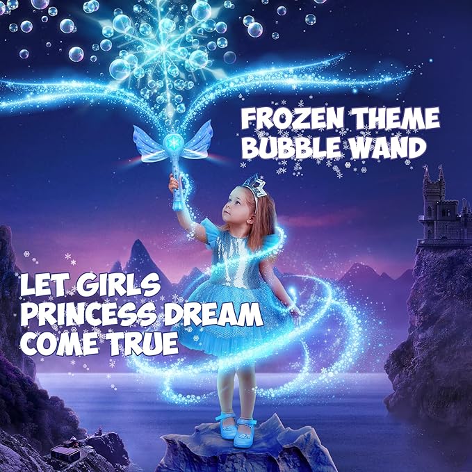 Bubble Machine for Kids, Automatic Electric Frozen Toys for Girls Princess Bubble Wand Maker Blower, Musical&Light Up Bubble Toys for Toddlers Outdoor, 3 4 5 6 7 8 Year Old Gifts