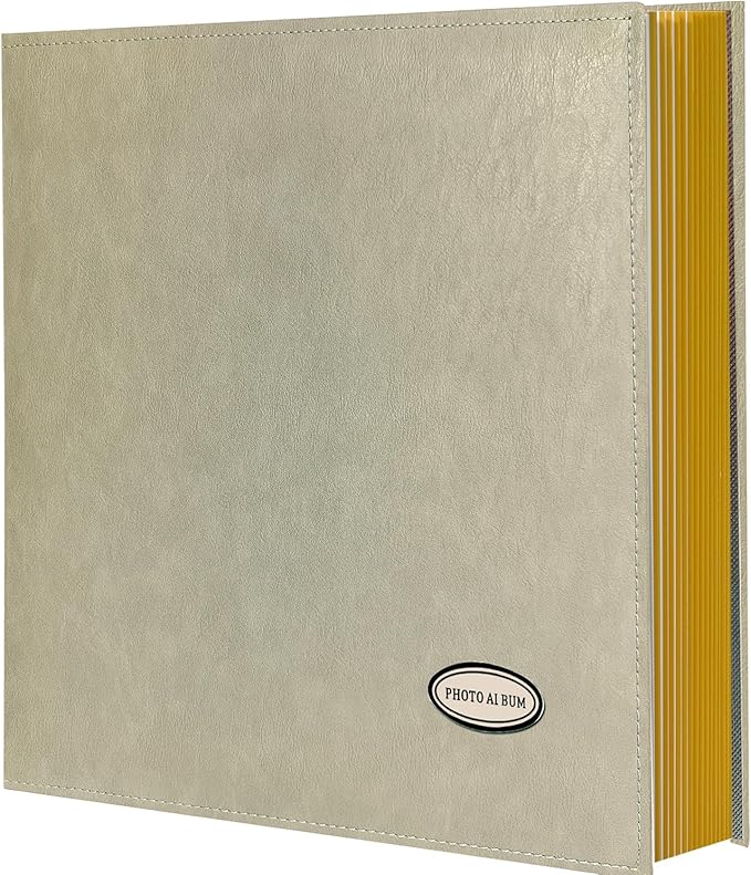 Self-Adhesive Photo Album, Dust-free, glue free and waterproof Scrapbook Album, Family album, Leather Cover, Hand Made DIY Albums Holds 3x5, 4x6, 5x7, 6x8,8x10 photos (Oatmeal, Large)