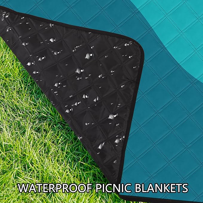 Picnic Blankets Waterproof Foldable, Extra Large 79"x79" Beach Blanket Waterproof Sandproof, 3-Layer Polyester Foldable Portable Outdoor Mat for Park, Camping, Travel, Grass Lawn- Afterglow Rainbow