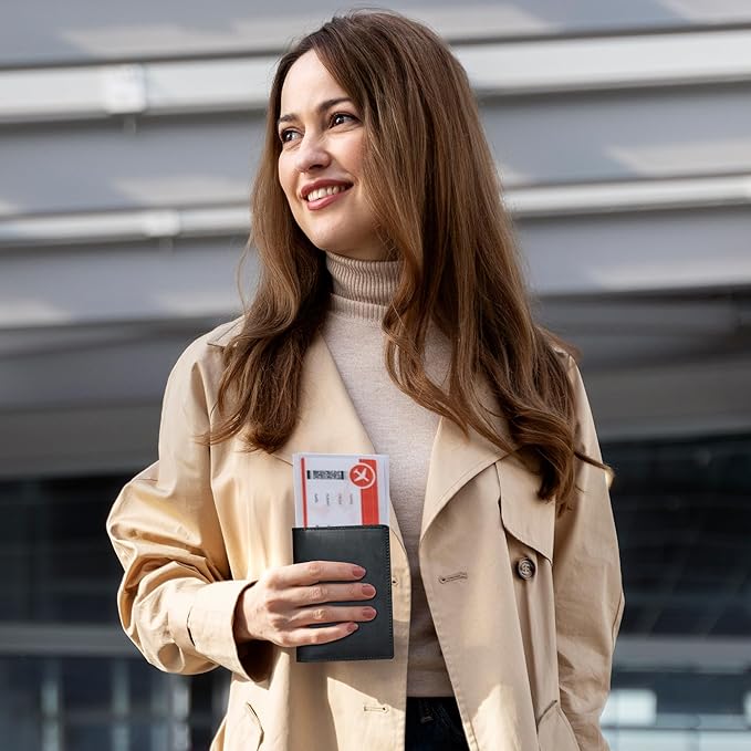 HIFA Leather Passport Holder, Handmade Passport Cover with Card and Ticket Slot - Genuine Leather, Elegant Design, Easy Access - Passport Case, Passport Wallet, Passport Holder