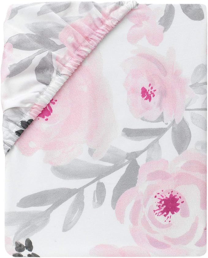 Bedtime Originals Blossom Pink Watercolor Floral 3-Piece Baby Crib Bedding Set
